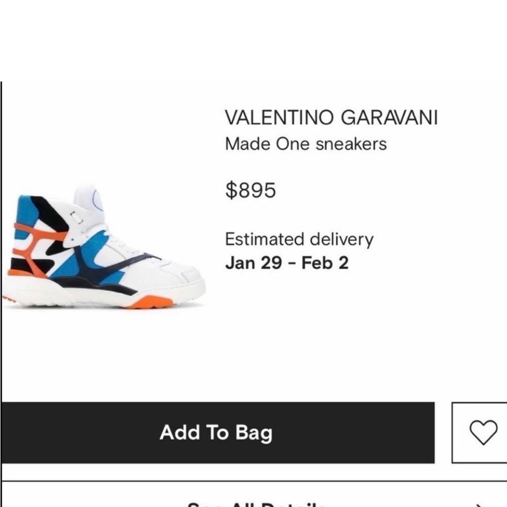 Valentino Garavani V-Logo White Leather Sneakers with Red & Black Accents - Picture 2 of 6